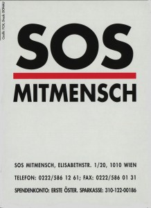 SOS Mitmensch Aufkleber. In: Konvolut von Werbe- und Informationsmaterial zum Lichtermeer. Wienbibliothek, Druckschriftensammlung, C-220652