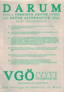 Darum können Vereinte Grüne und Grüne Alternative nicht miteinander! Zeitschrift der VGÖ (Grünes Archiv)