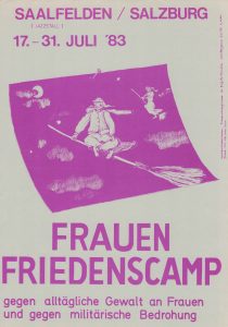 Einladung zum Frauenfriedenscamp in Saalfelden (1983)