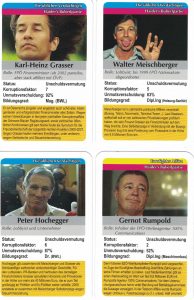 Zur Nationalratswahl 2013 wurde das Schüssel-Quartett aufgelegt: hier die Herren KHG, Meischberger, Hochegger und Rumpold.