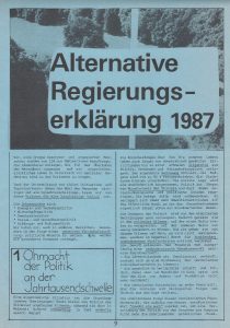 Alternative Regierungserklärung der Grünen Alternative 1987